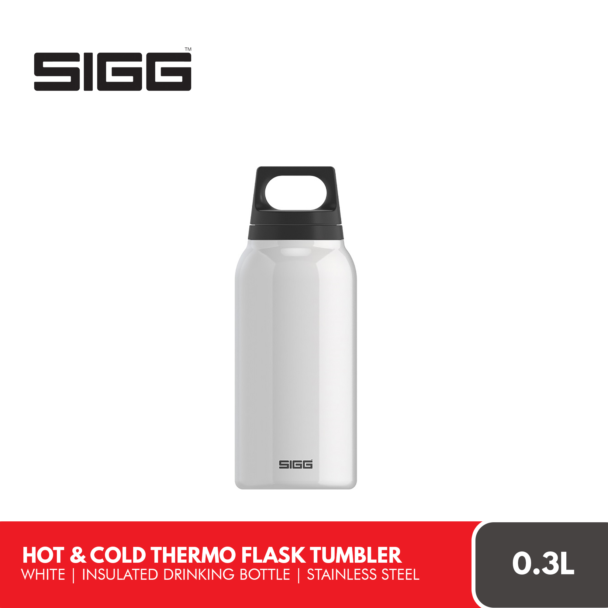 SIGG Hot and Cold Water Bottle 0.3L White with Tea Filter