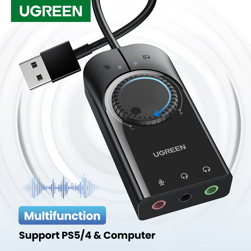 UGREEN 15CM USB PS5 Sound Card External Audio Card 3.5mm USB Adapter