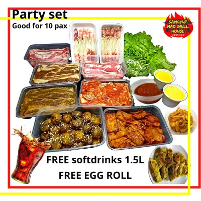 Authentic Korean Taste Samgyup Party Set Good for 10pax FREE SOFTDRINKS & EGG ROLL Samgyupsal Pork, Samgyup Beef
