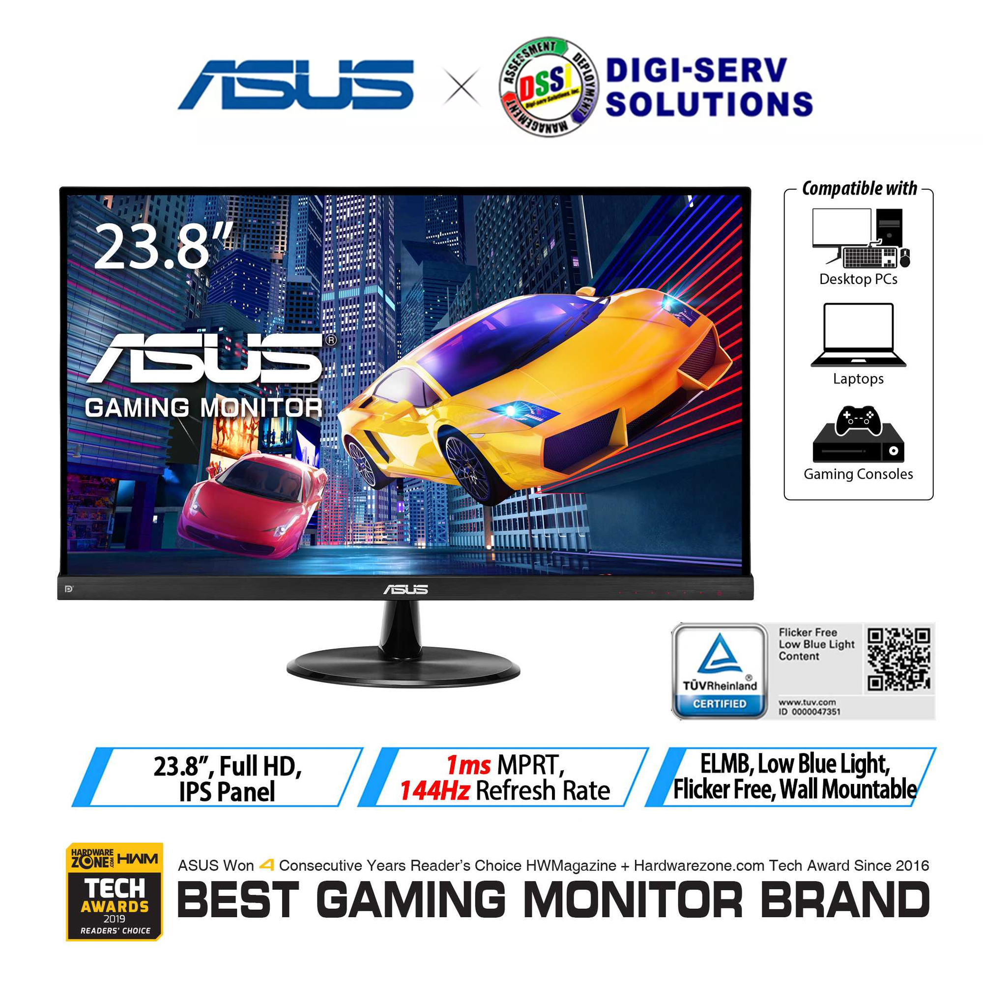 Asus Vp249qgr 24 Full Hd Gaming Monitor With 144hz 1ms Ips Panel Freesync And G Sync Flicker Free Frameless Design Wall Mountable Lazada Ph