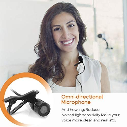 XIAOKOA Wireless Lavalier Microphone 2.4G Wireless Microphone System with Lavalier Lapel Mics Transmitter&Receiver for Conference  Speaker, Teaching, Tour Guiding, Stage Performance