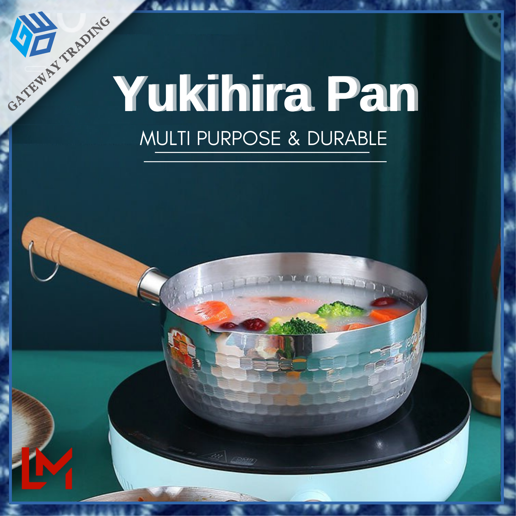 Concord 2 Quart Stainless Steel Yukihira Pan with Steamer Traditional Japanese Saucepan with Wood Handle Great for Ramen, Tempur