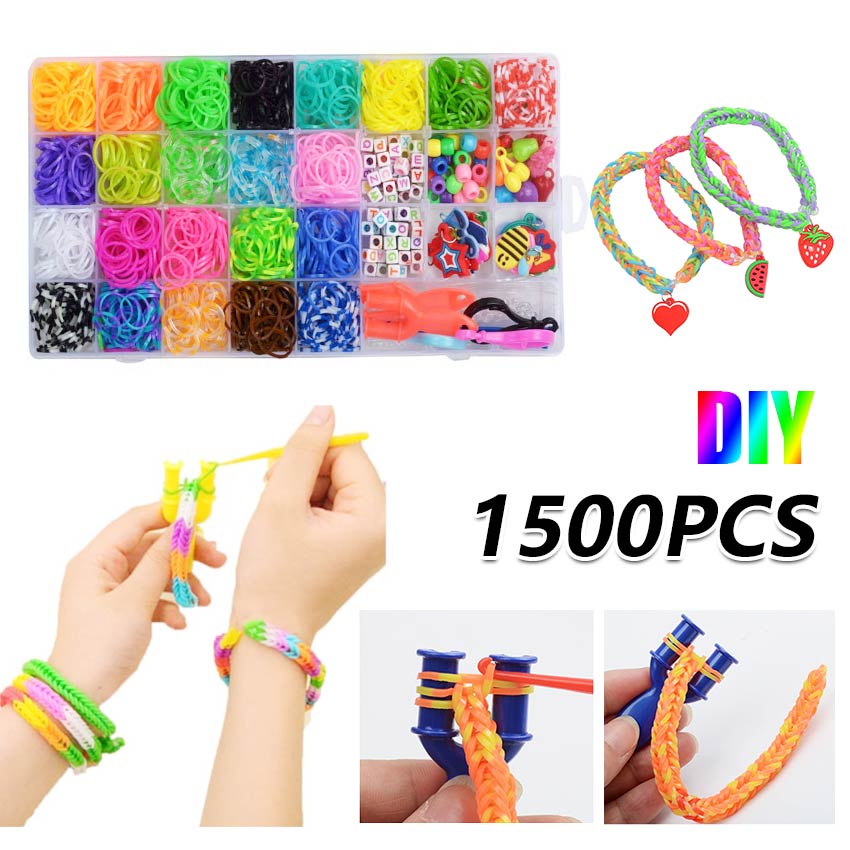 1500pcs Rubber Band Bracelet Kit Loom Bracelet Making Kit Rubber