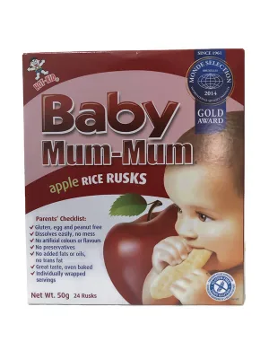 Hot-Kid Baby Mum-Mum Apple Rice Rusks From Taiwan (50g) Contains 24 Rusks