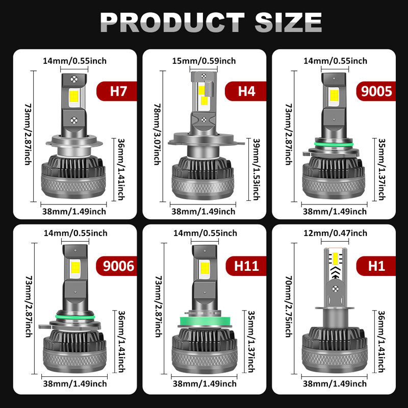 60000LM H7 LED Canbus Car Headlights Bulbs H4 H1 HB3 9005 HB4 9006 H11 9012  LED 6000K 5570 CSP Auto Lamp 3 Copper Tube for Ford