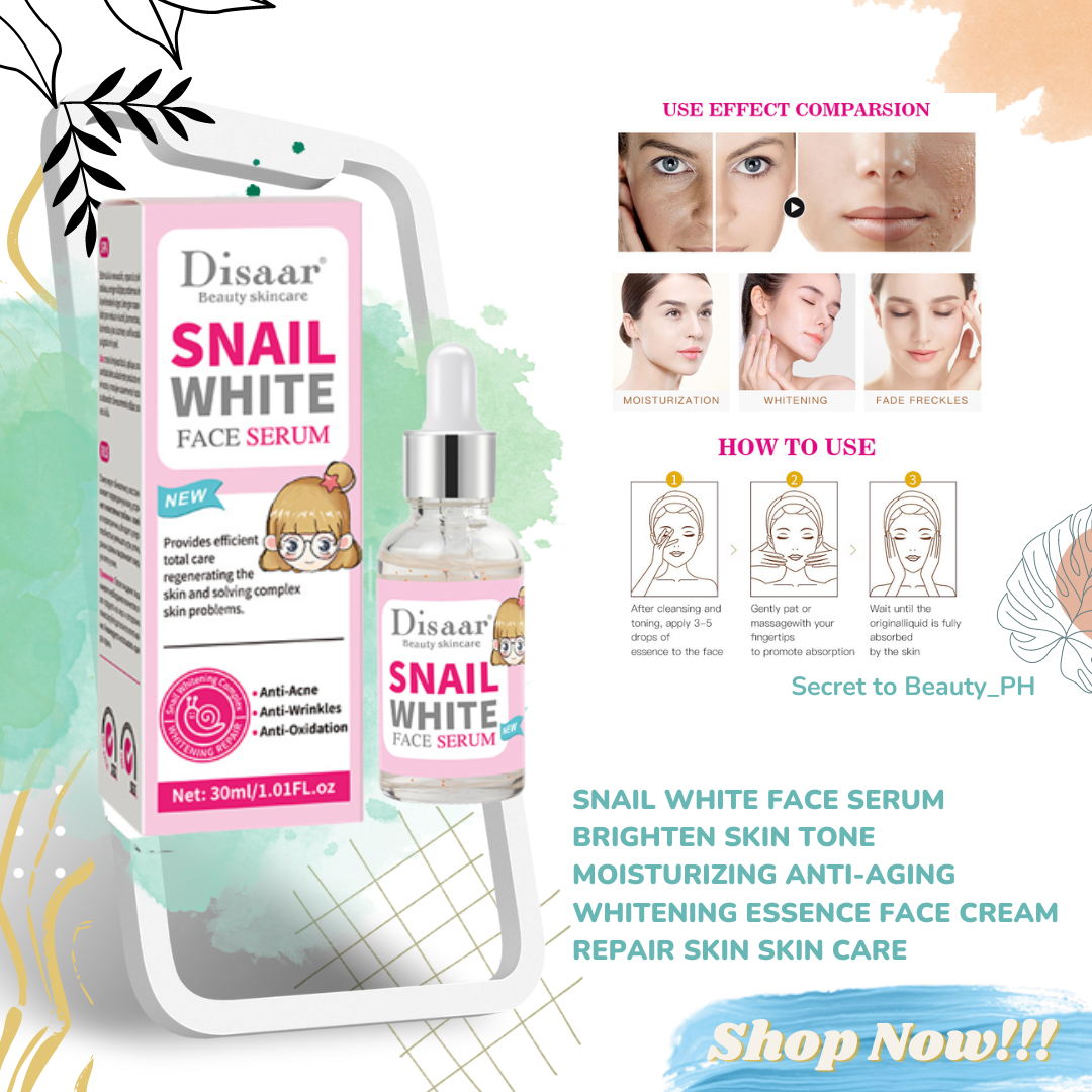 Snail White Face Serum Brighten Skin Tone Moisturizing AntiAging