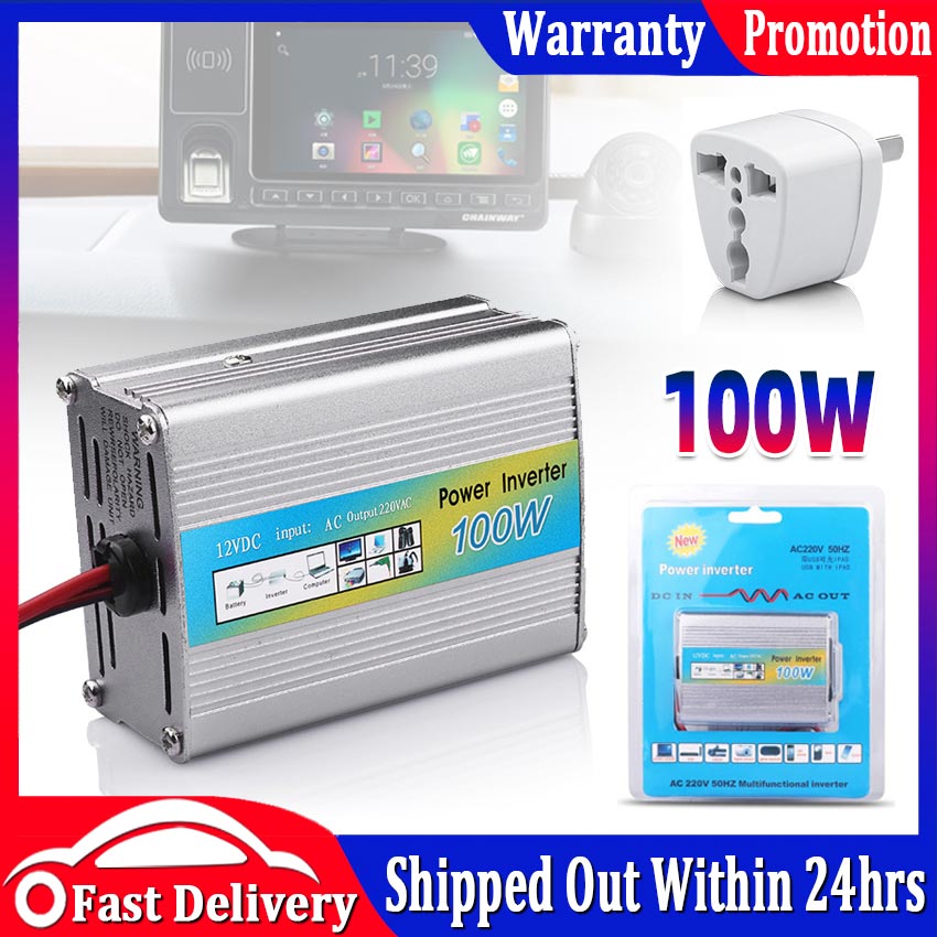 Portable Car Power Inverter 100W DC 12V To AC 220V Charger Converter