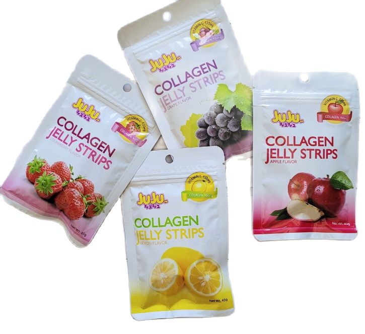 JUJU COLLAGEN JELLY STRIPS STRAWBERRY FLAVOR 45g (Jelly Candies)