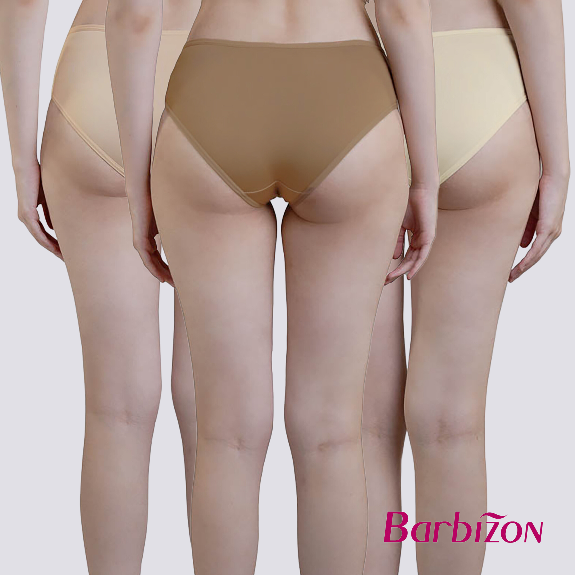 Barbizon Sporty Nude Empress Midwaist 3-in-1 Pack Bikini Panty