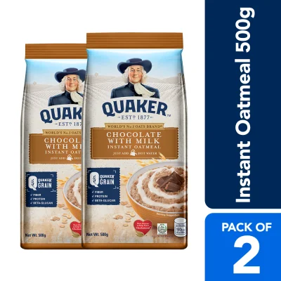 Quaker Flavored Oatmeal Chocolate with Milk 500g (Pack of 2)