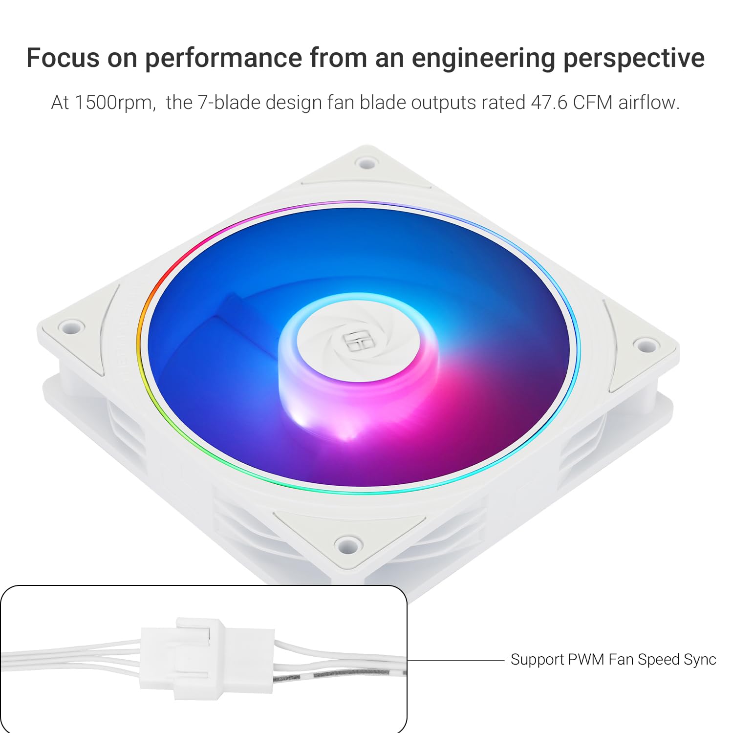 Thermalright TL-S12W-S X3 CPU Case Fan 120mm Cooler Fan, Fine Aperture Light Effect,4pin PWM - View #3