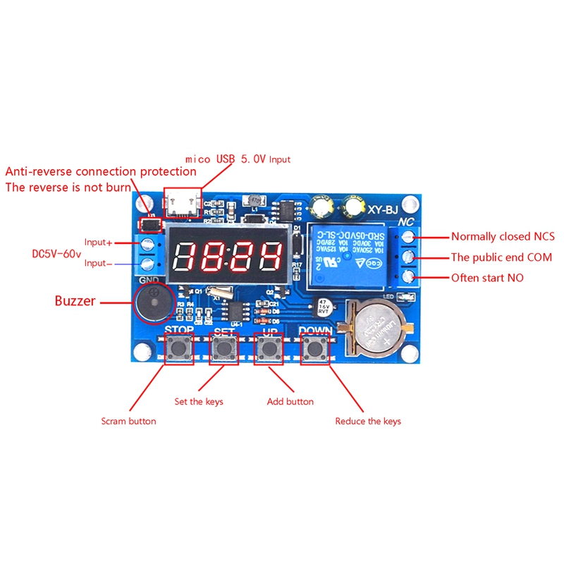 Real Time Timer Relay Module Timing Delay Switch DC 5V Control Clock ...