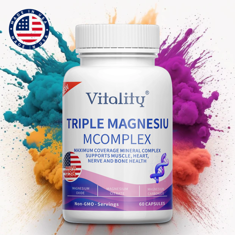 Triple Magnesium Complex for Sleep, Stress, Migraines, Immune Boost, 60