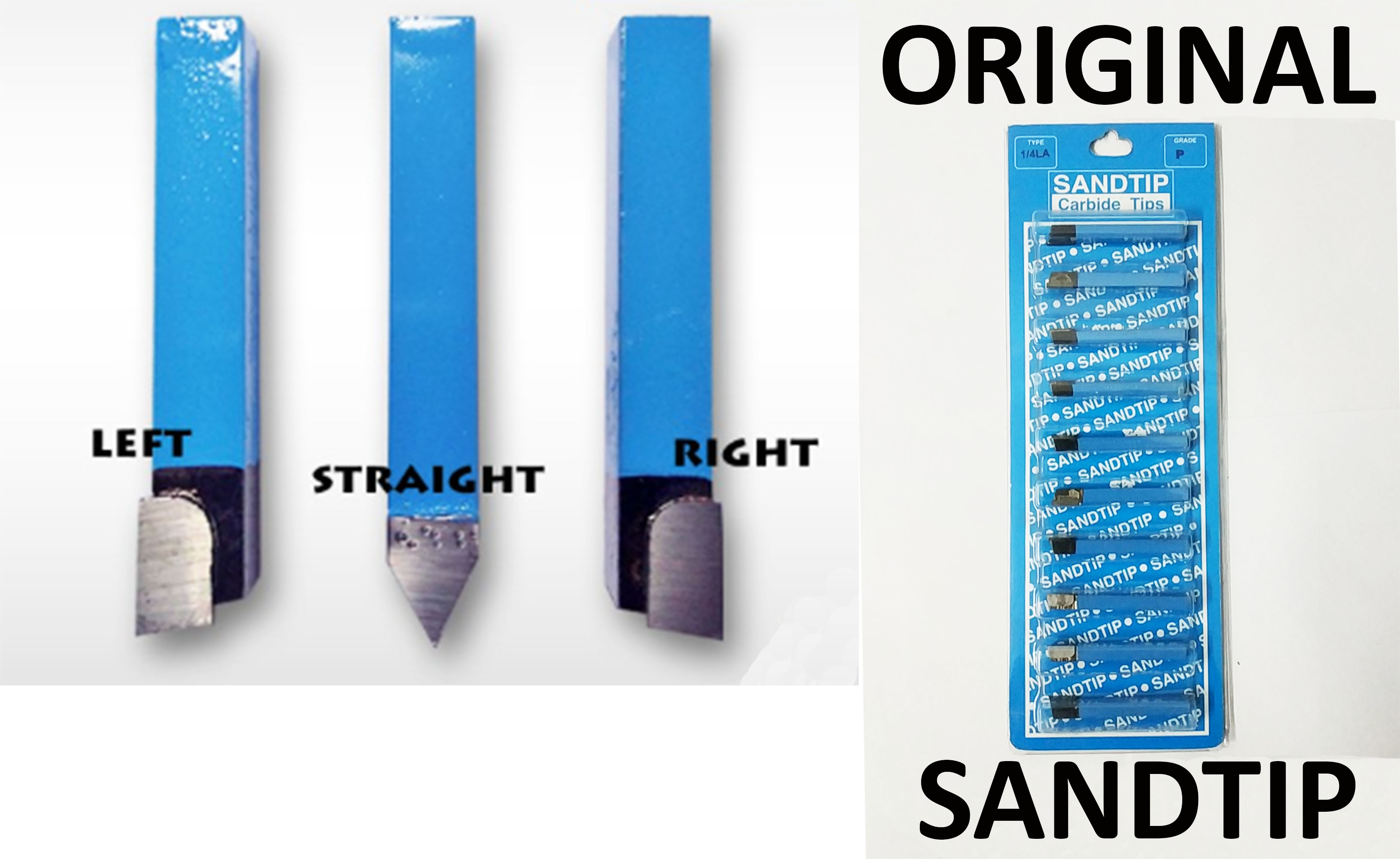 ORIGINAL SANDTIP CARBIDE TIP BLUE STRAIGHT LEFT RIGHT 1/4" 3/8" 5/16" 1