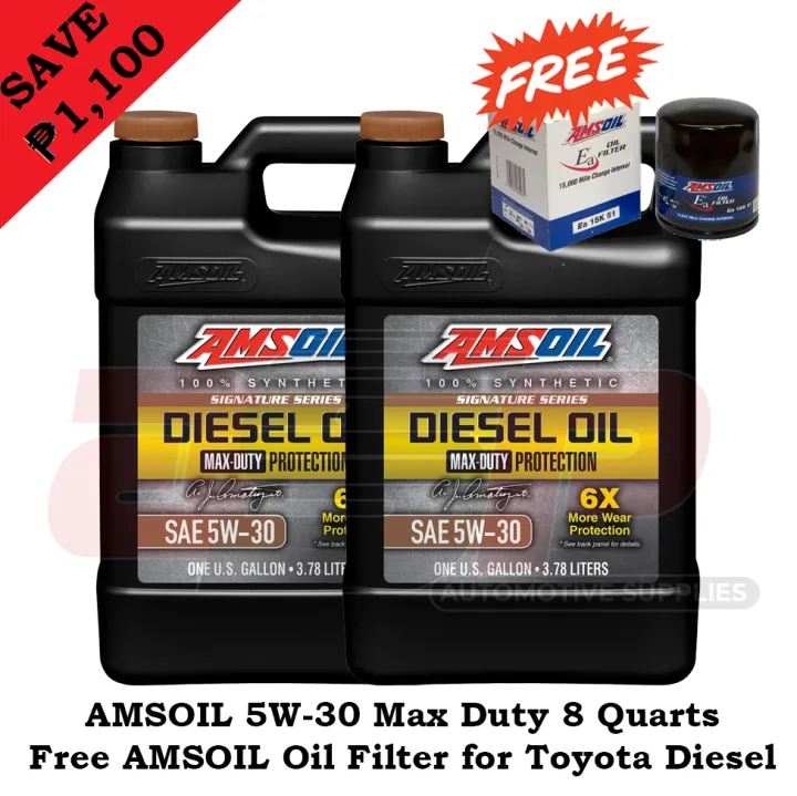 Amsoil 5w 30 Signature Series Max Duty Synthetic Diesel Oil 8 Quarts And Amsoil Oil Filter Toyota Fortuner Hiace Innova Diesel Lazada Ph