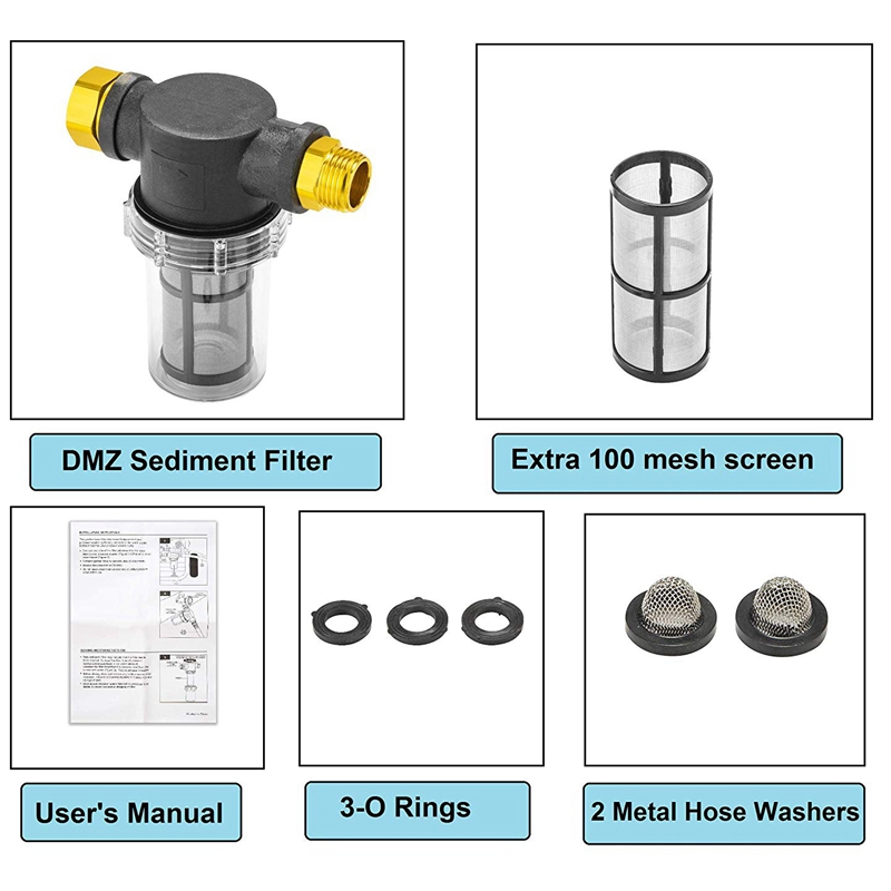 Sediment Filter Attachment Garden Hose Inlet Pressure Washer for