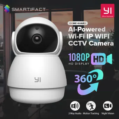 YI Dome Guard Camera , AI-Powered 1080p, HD Night Vision 360 Degree Wi-Fi IP Home Surveillance System, Human & Motion Detection, Abnormal Sound Detection Baby Crying Alert WIFI Time Lapse Cloud CCTV Camera