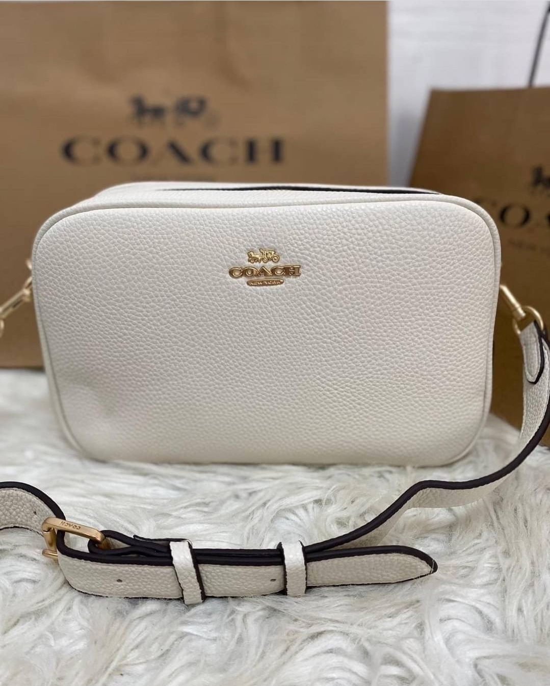 Women's Coach CA207 Jamie Camera Bag In Pebble Leather Chalk Lazada PH