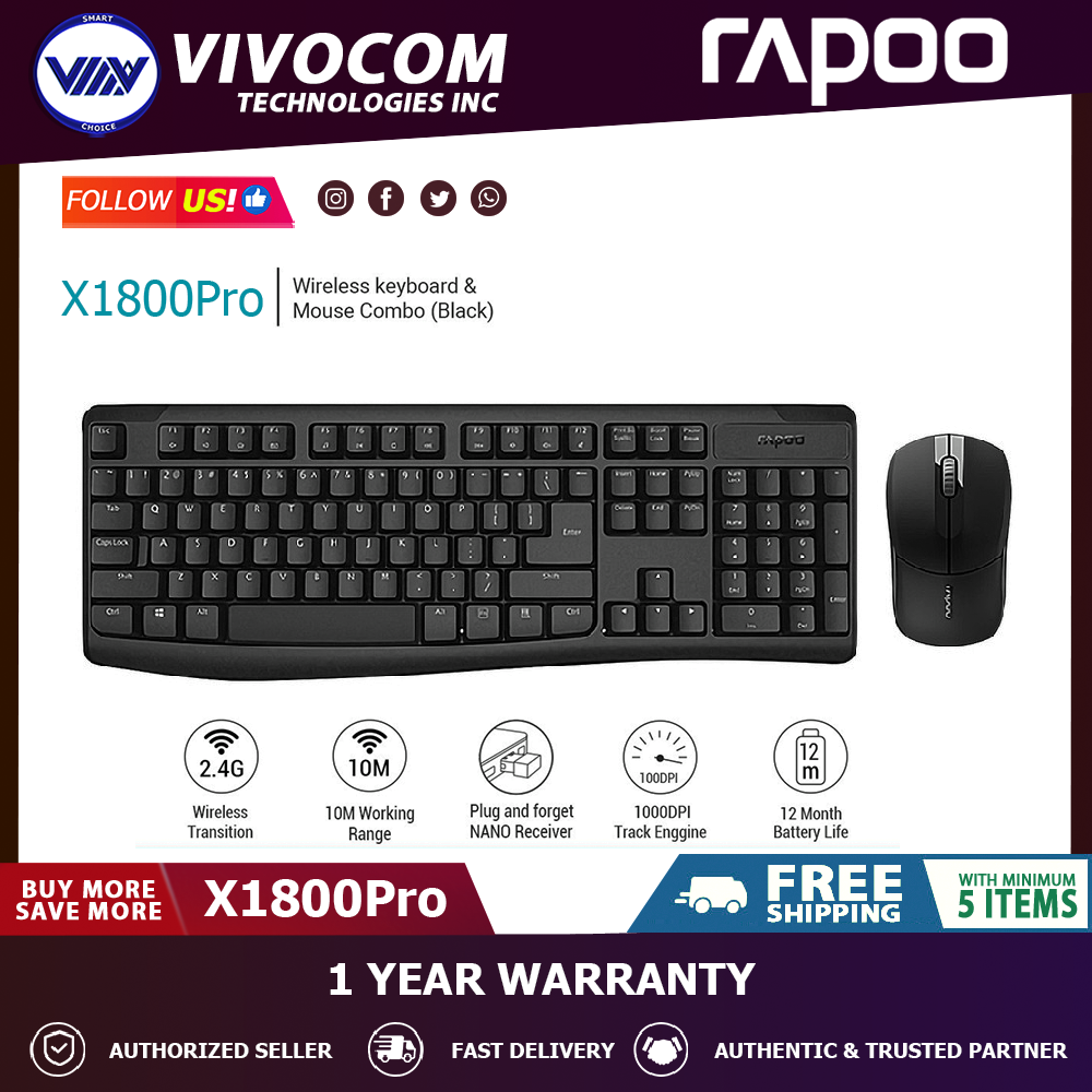 Rapoo X1800s Multimedia 2 4g Wireless Keyboard And Mouse Lazada Ph