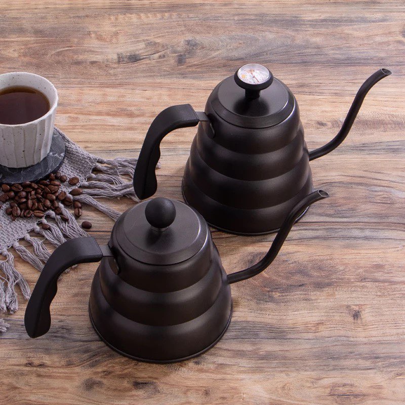 1200ML Steel Tea Coffee Kettle with Thermometer, Gooseneck Thin Spout