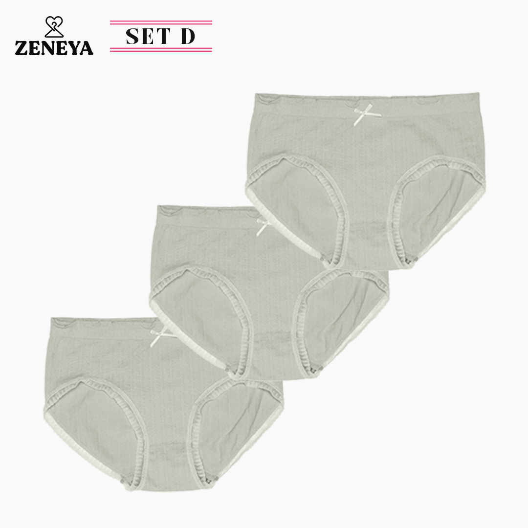 Set of 3 pcs) Zeneya Seamless Boyleg Boxer Panty For Women stretchable lace  panty panties for women's premium quality breathable comfortable ladies  girl undies set underpants lingerie 115