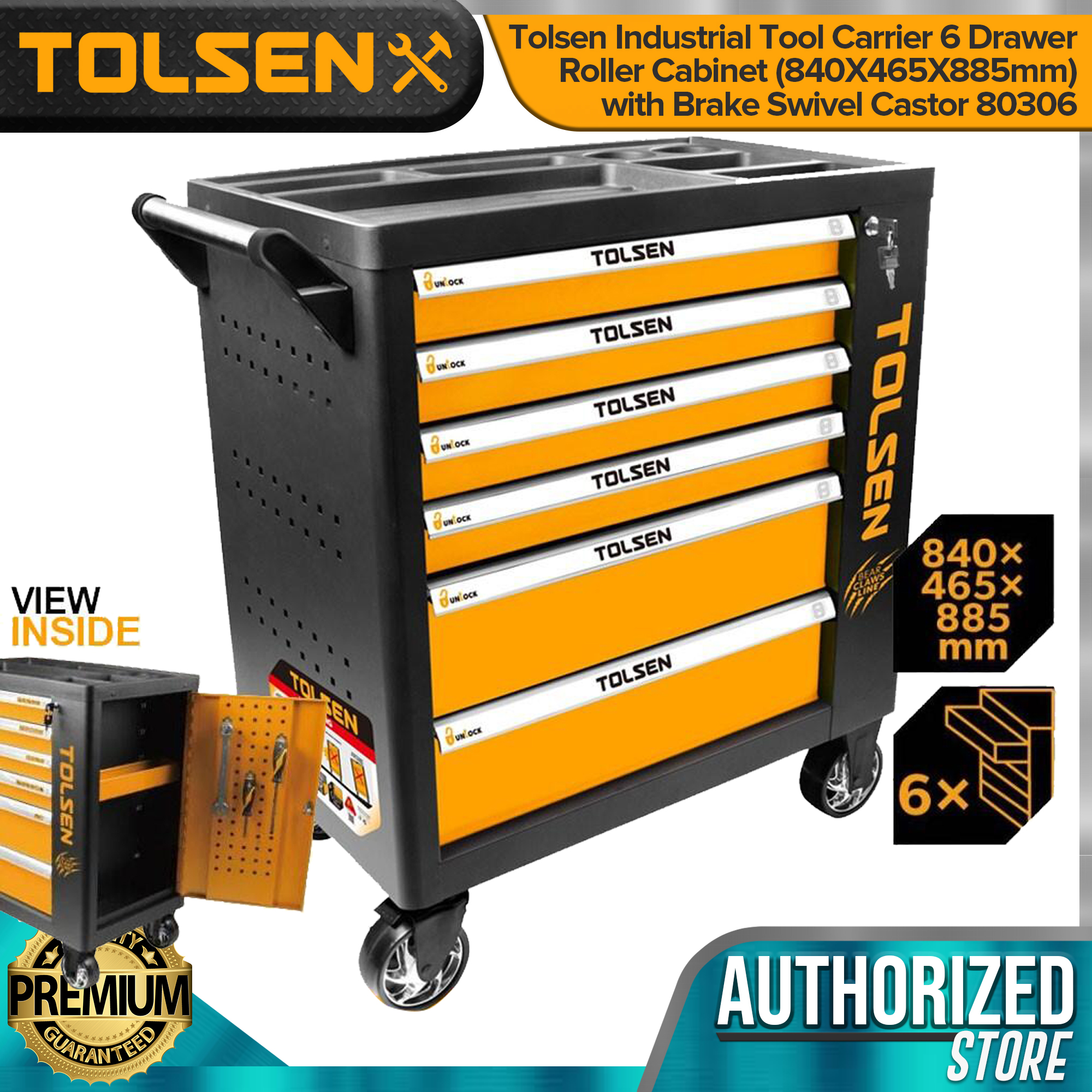 Tolson Screwdriver Racking Tolsen Industrial Tool Carrier 6 Drawer Roller Cabinet (840X465X885mm ...