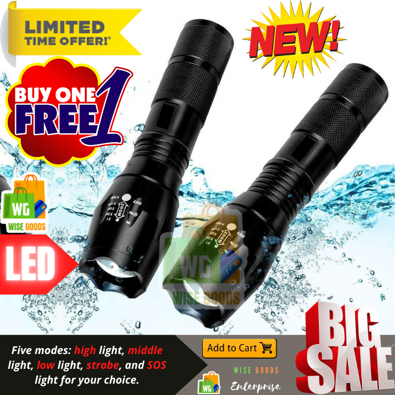 [SALE] BUY1TAKE1 High Performance Flashlight Wise Goods Super Durable High  Powered Tactical Flashlight 40x Brighter LED Flashlight Water Resistant  Flashlight Torch Lamps Powerful Outdoor Hunting Lighting Telescopic  Military Grade Lazada PH