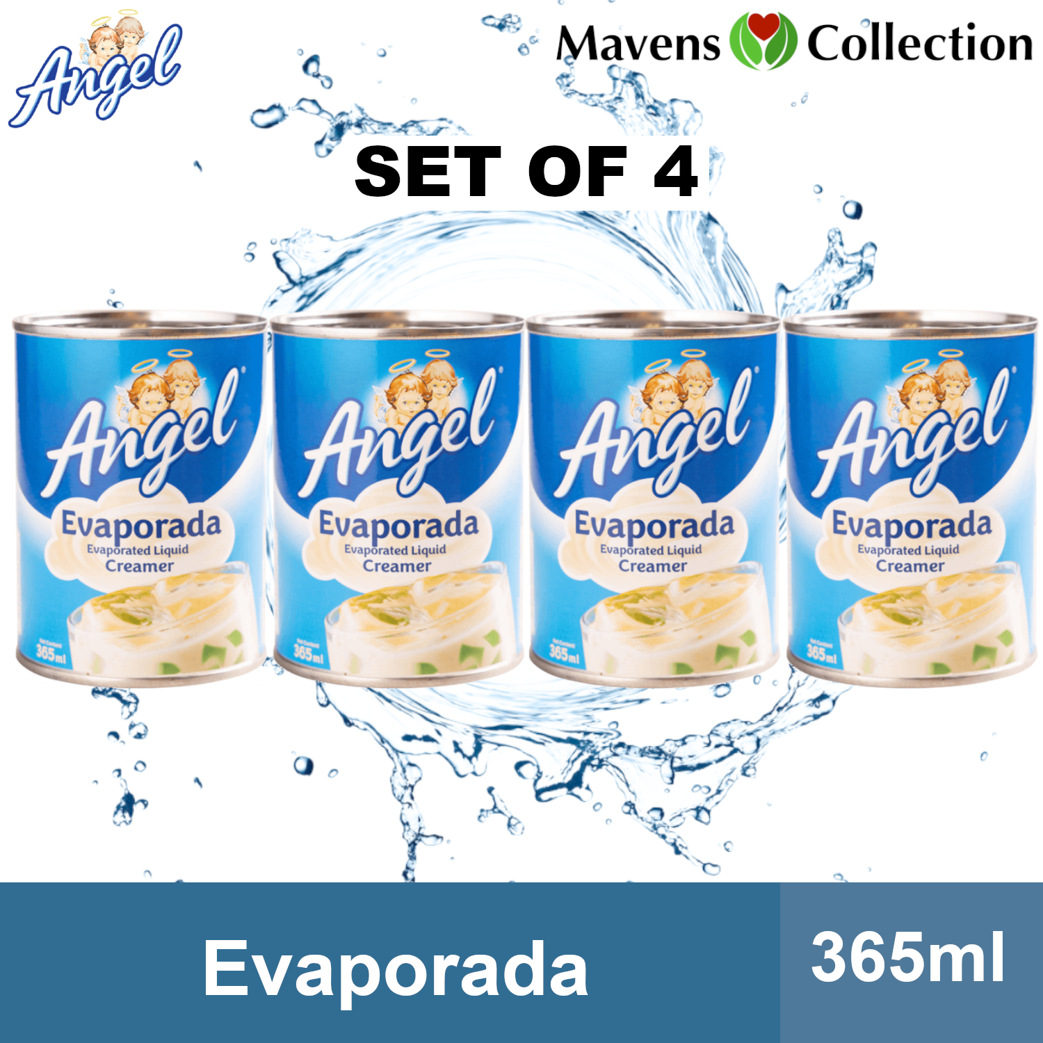Angel Evaporada Evaporated Liquid Creamer 365ML (Set of 4) by MAVENS