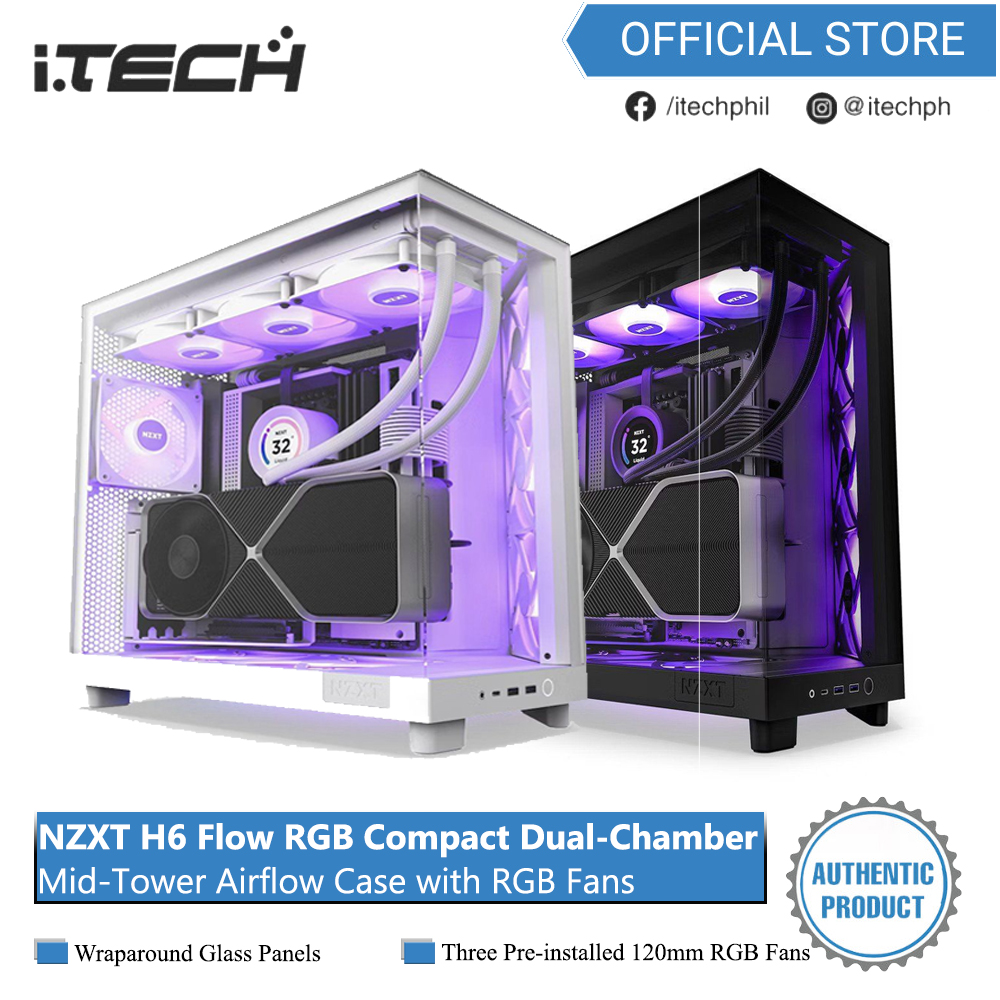 NZXT H6 Flow RGB Mid-Tower Airflow Case with 3 RGB