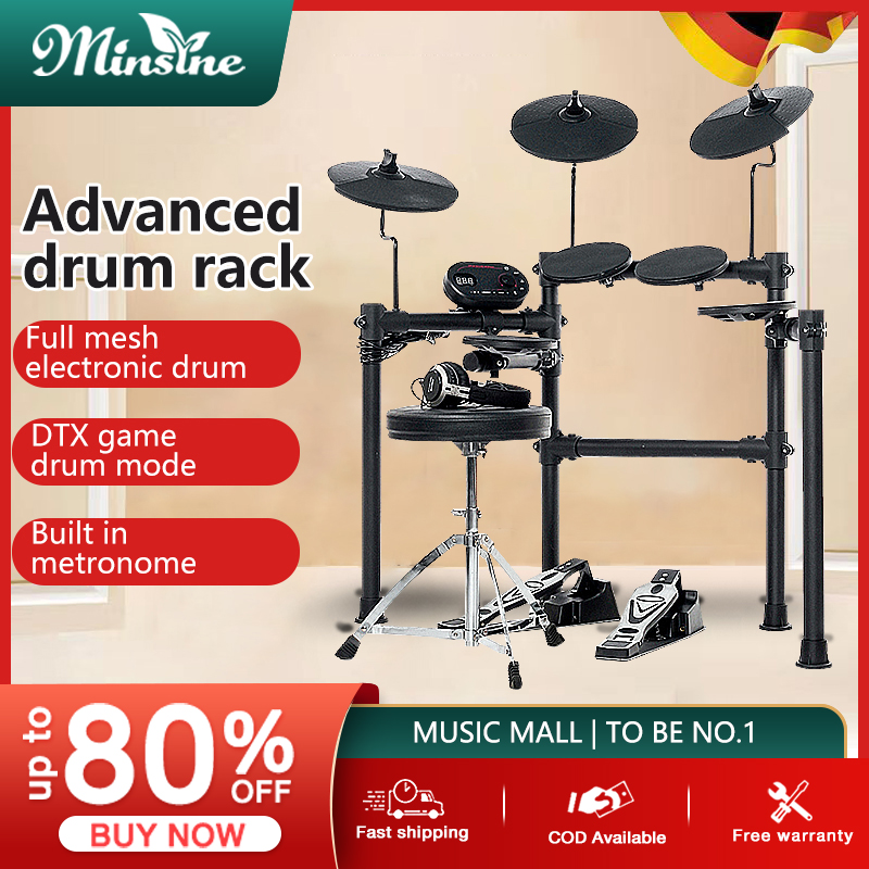 Minsine Electric drum pad 8 kit mesh kit Electronic Drum Set Professional suitable for adults