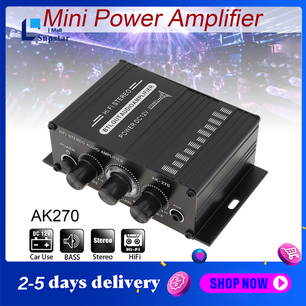 【Ship from Manila】AK270 400W 2 Channel 12V Audio Power Amplifier Low