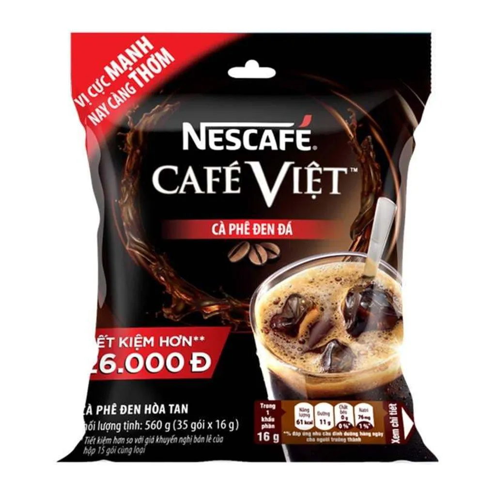Nescafe Cafe Viet 560gr, Black Iced Instant Coffee (35 sachets x 16gr), nescafe ready to drink