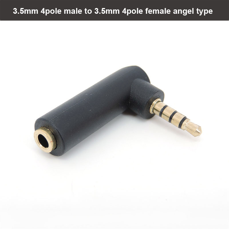 3.5mm 90-Degree L-Shaped Audio Adapter - 4-Pole Male To Female Elbow Converter (7cm Cable)