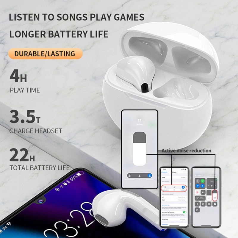 New PRO6 Wireless Bluetooth Headset Stereo Binaural TWS in-Ear Macaron J6 6 Th Generation Bluetooth Headset