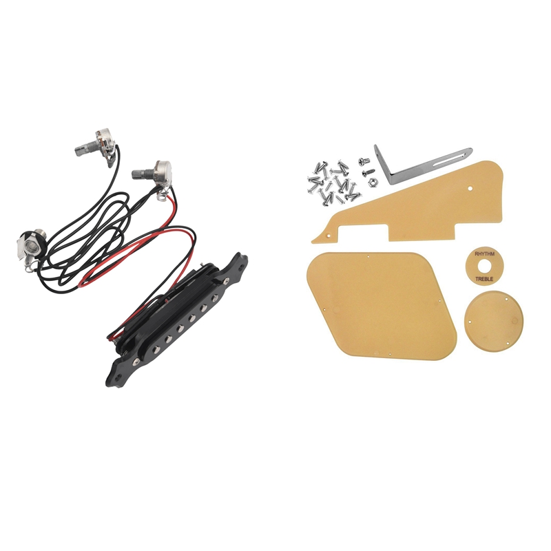1x Magnetic Acoustic Pickup & 1Set Cream Pickguard /Cavity /Switch Covers/Pickup Selector Plate /Bracket/Screws