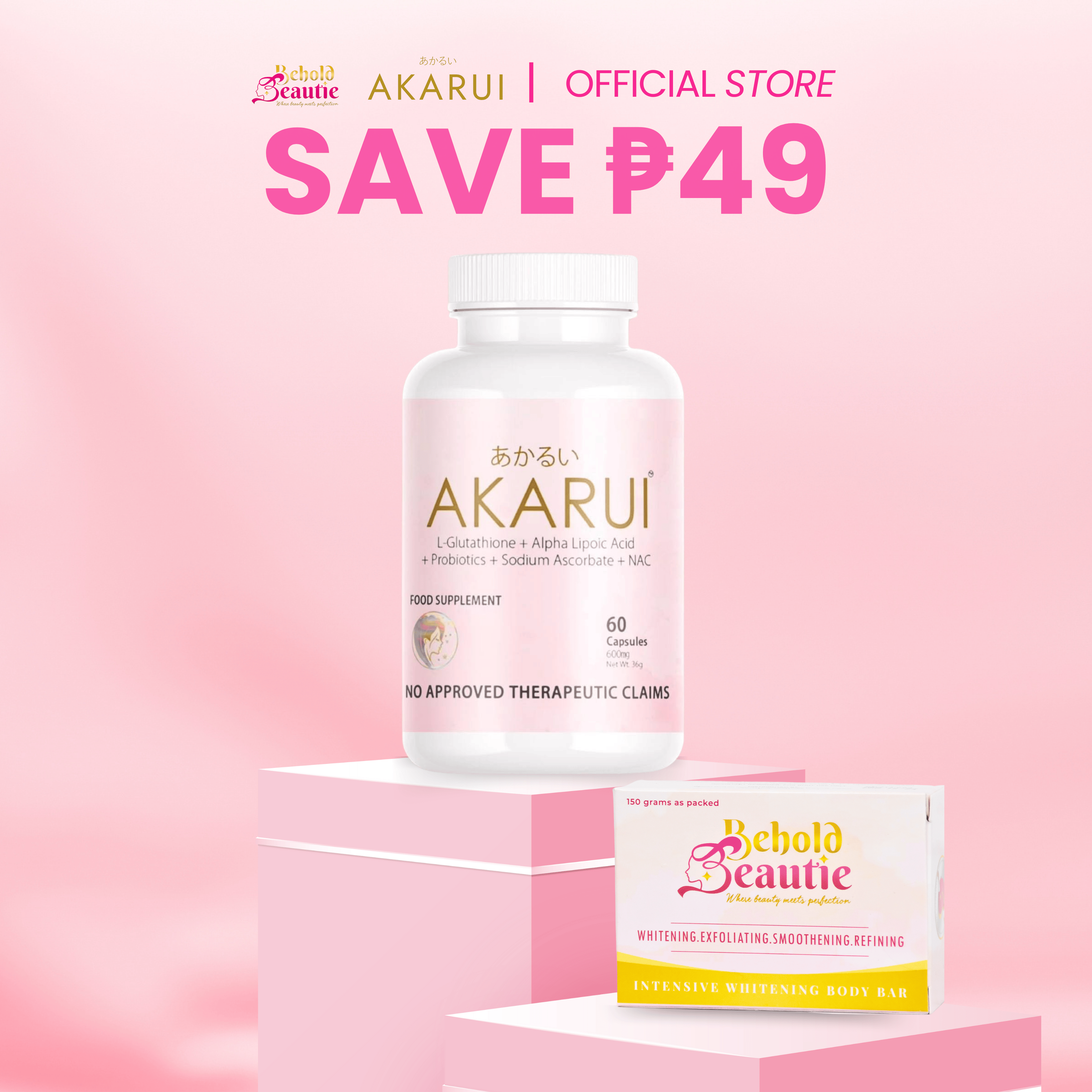AKARUI JAPAN GLUTATHIONE+INTENSIVE WHITENING SOAP - FAST WHITENING with COLLAGEN, NAC, VITAMIN C,PROBIOTICS, ALA AKARUI JAPAN GLUTATHIONE+INTENSIVE WHITENING SOAP - FAST WHITENING with COLLAGEN, NAC, VITAMIN C,PROBIOTICS, ALA