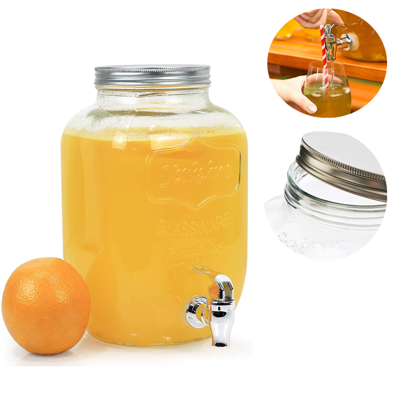 3.5L Water and Juice Dispenser with Drink Dispenser Made of Glass Home