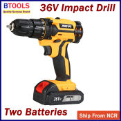 BTools Cordless Impact Drill with Lithium Batteries and Case
