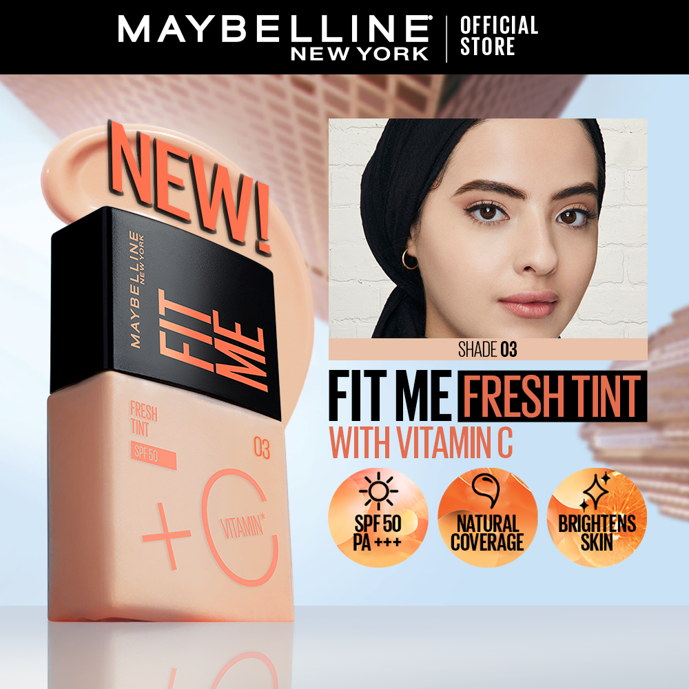 Maybelline Fit Me Fresh Tint with Vitamin C - Skin Tint, Sunscreen SPF  50PA+++, BB Cream, Brightening