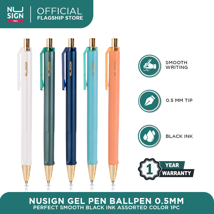 Deli Gel Pen Ballpen 0.5mm Perfect Smooth Black Ink Assorted Colors 1Pc ...