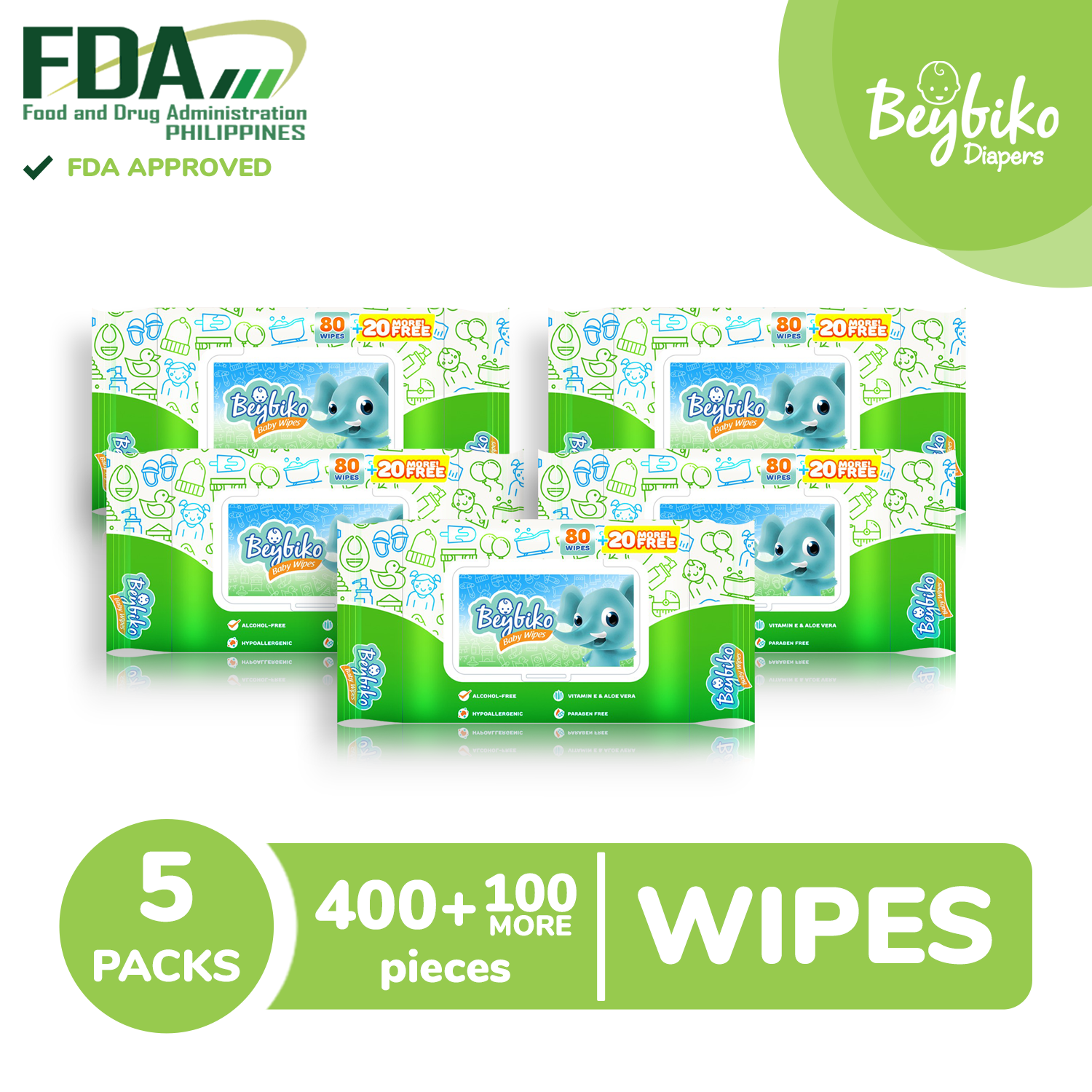 Beybiko Baby Wipes 80 sheets + 20 sheets free X 5 Pack Lazada PH