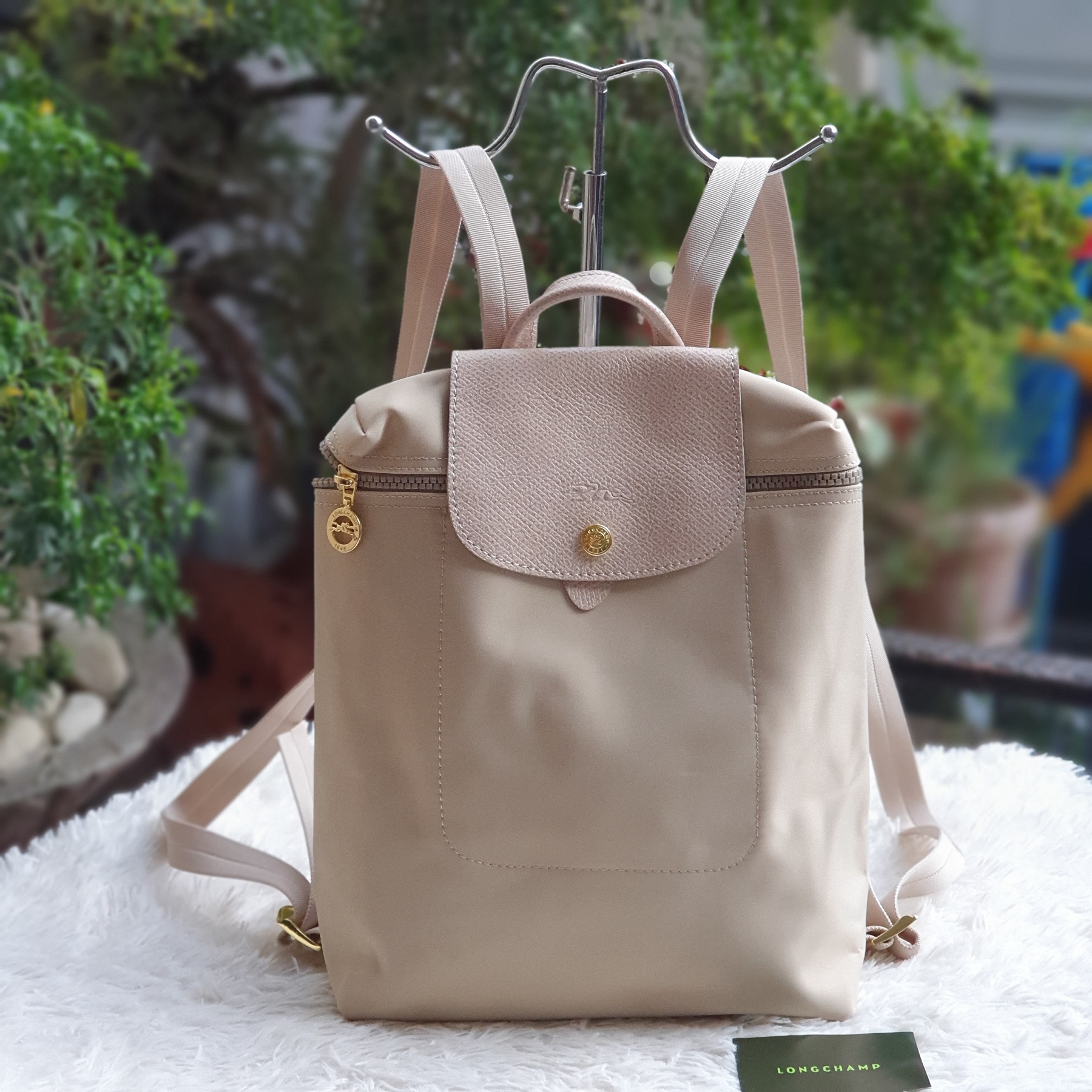 longchamp backpack beige