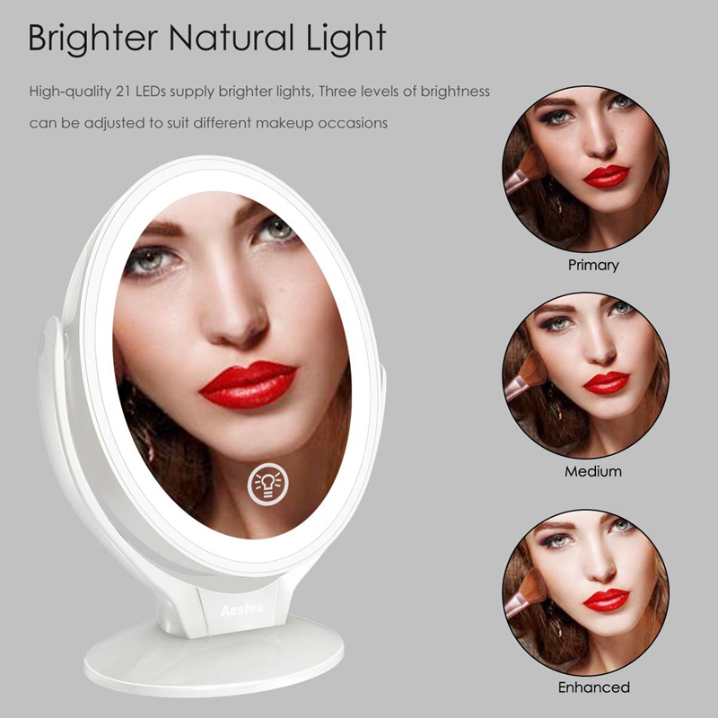 Lighted Vanity Mirror USB 1X/7X Double Sided Magnifying Mirror with