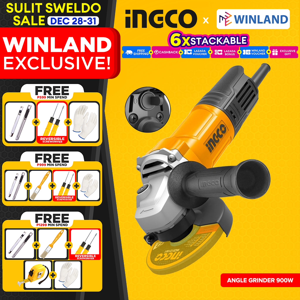 INGCO by Winland 900watts Angle Grinder 4" 125mm AG900283 Lazada PH