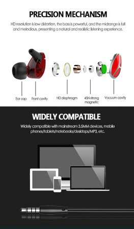 Habuy 3.5 มม. IPX4 กันน้ำ S9 หูฟังมีสายชุดหูฟังชนิดใส่ในหูเพลง HIFI หูฟัง GAMING หูฟังพร้อมไมโครโฟนสำหรับสมาร์ทโฟน