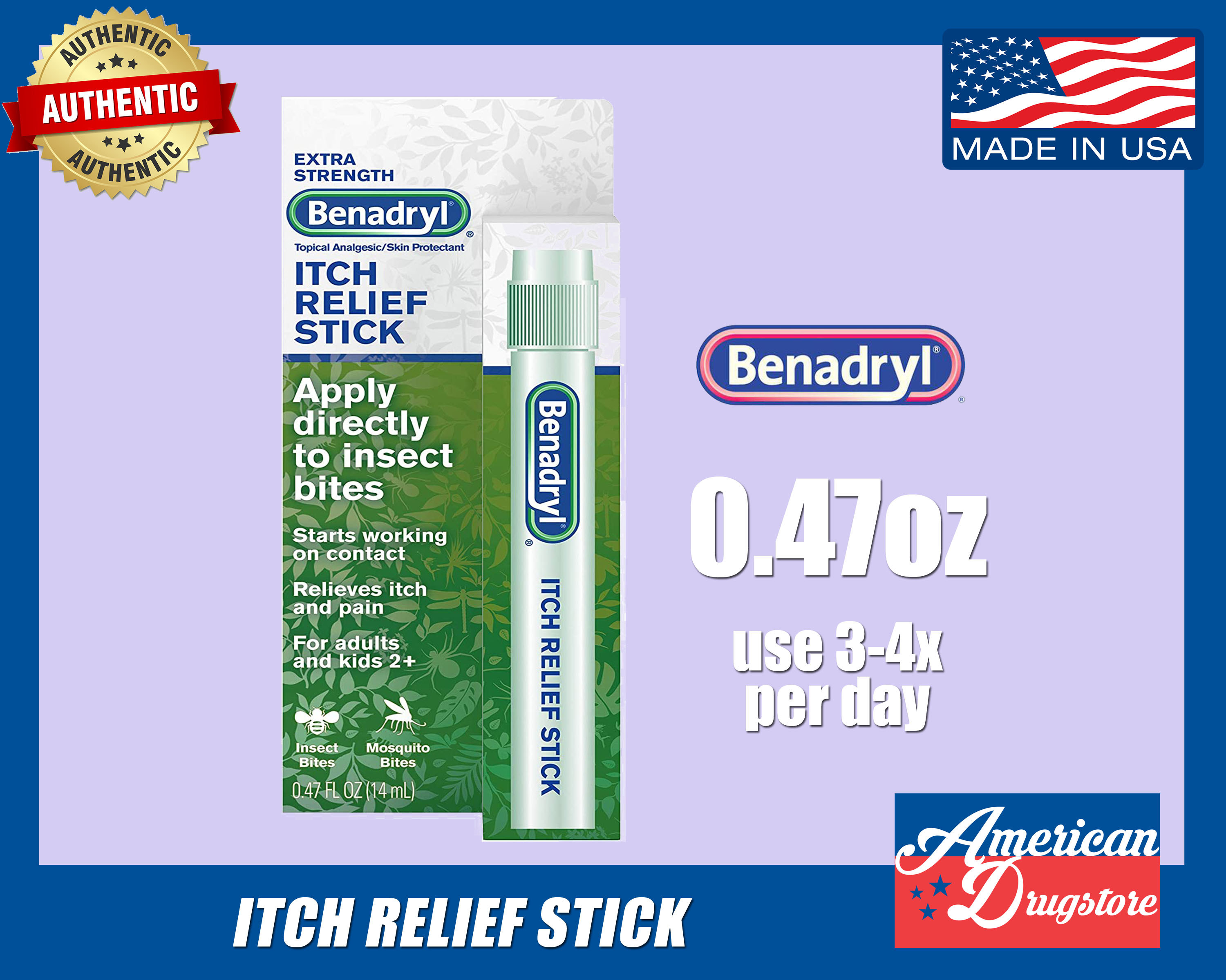 Benadryl Extra Strength Itch Relief Stick, for Insect and Mosquito