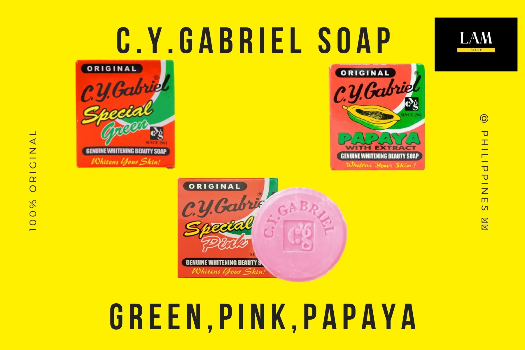 Original C.Y Gabriel soap 60g Green / Pink / Papaya Lazada PH