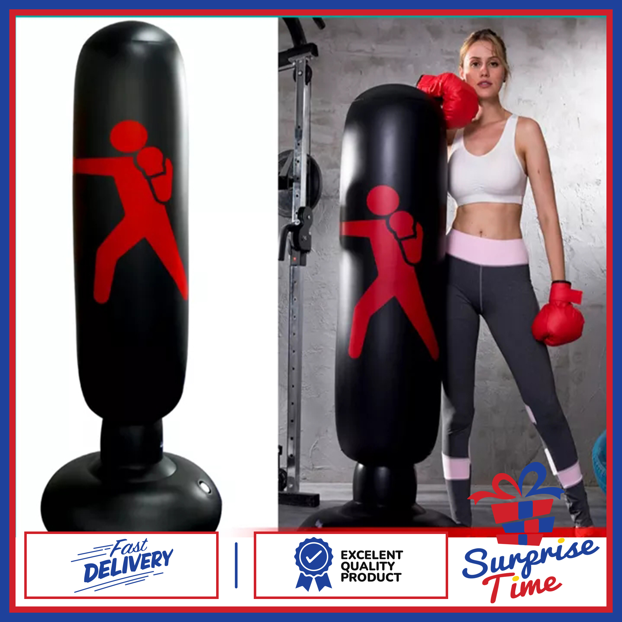 Inflatable Punching Bag 160cm Freestanding Boxing Punching Bag Training Tumbler Target Kick Bag for Kids Adult Pressure Relief and Fitness 
