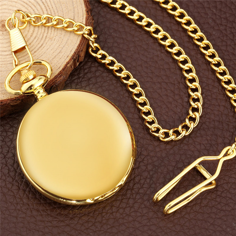 AIKEN Luxury Yellow Gold Smooth Case Men Women Analog Quartz Pocket Watch FOB Chain Gift Lazada PH