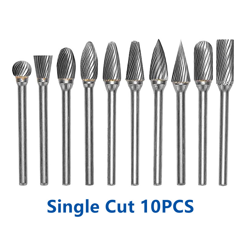 x6 Solid Carbide Rotary Burrs 3mm Shank Files For Steel Wood CNC 